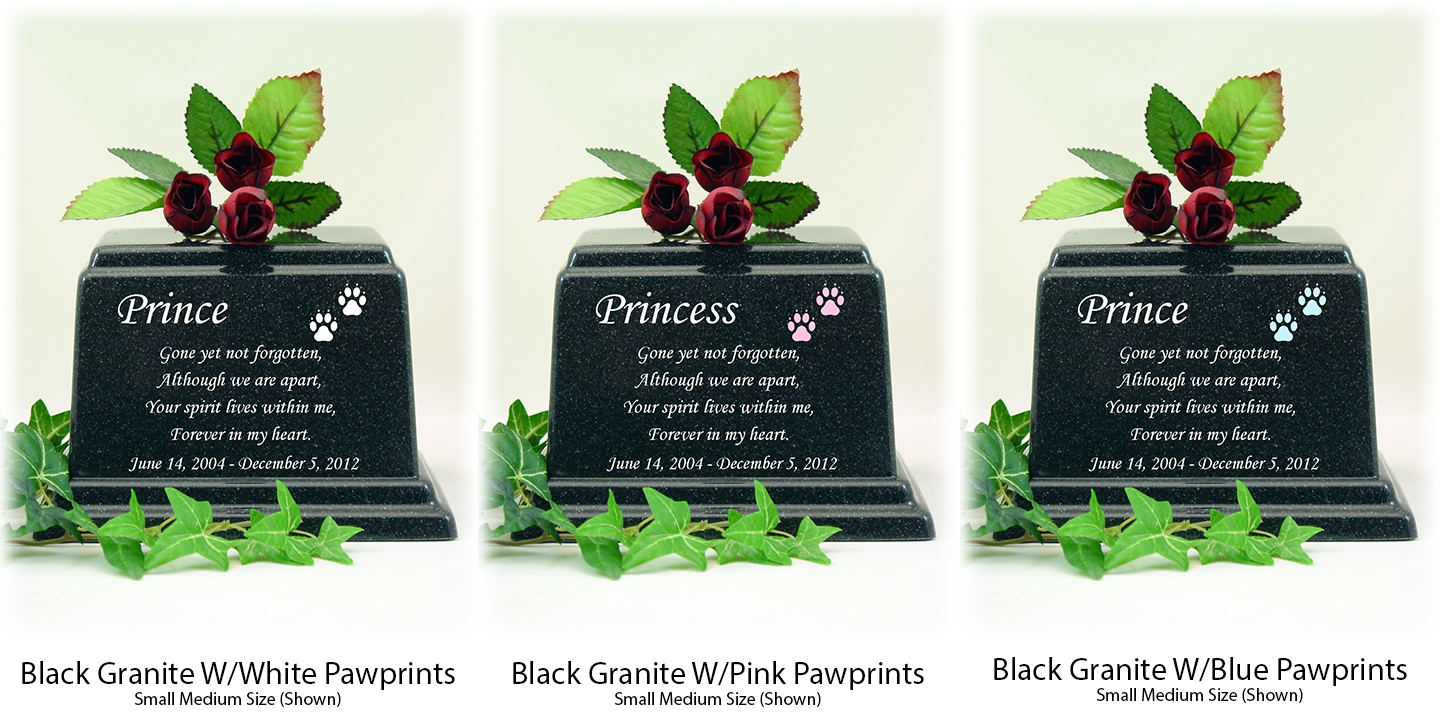 Black Granite Memorial Poem Pet Urns